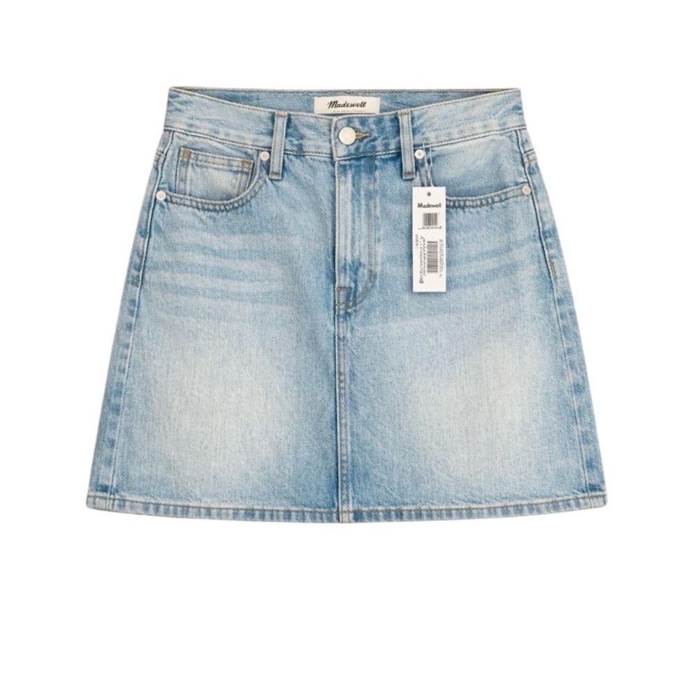 Madewell - NWT Rigid Denim A-Line Mini Skirt Light Wash Sz 26